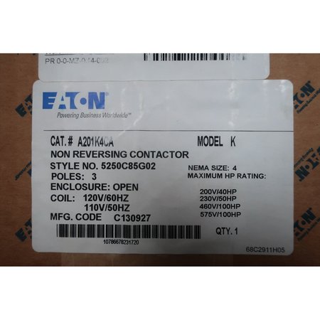 Eaton 120V-AC 100HP Size 4 Ac Contactor A201K4CA